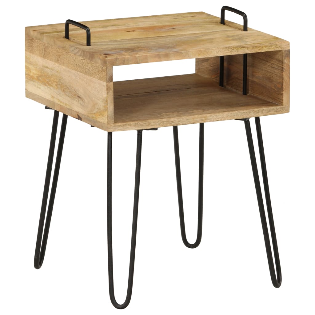 Table de Chevet en Bois et Pieds en Métal Style Industriel-La-Fabrique-Industrielle