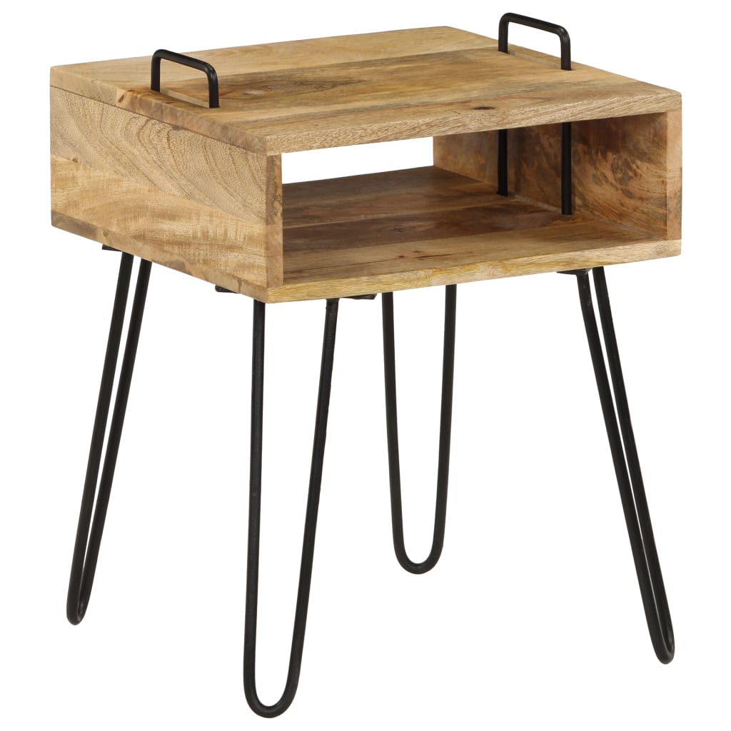 Table de Chevet en Bois et Pieds en Métal Style Industriel-La-Fabrique-Industrielle
