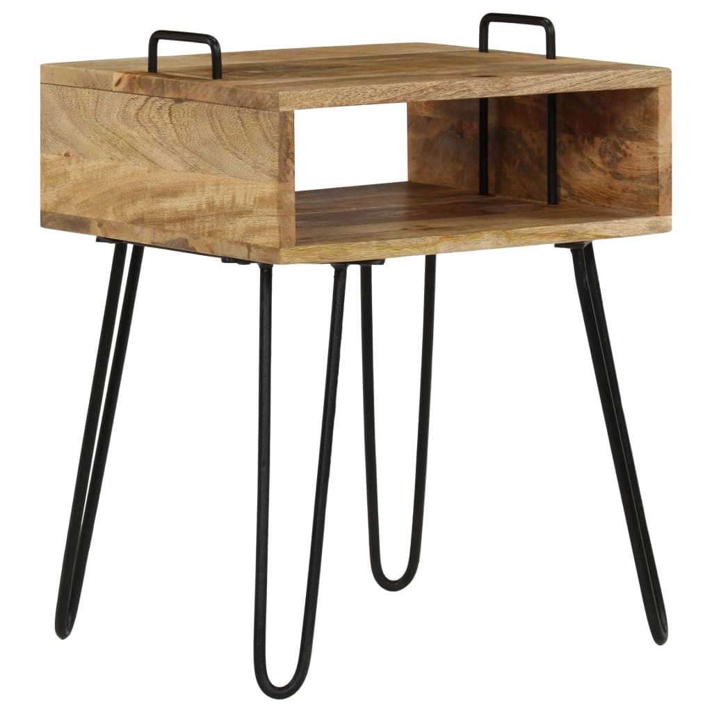 Table de Chevet en Bois et Pieds en Métal Style Industriel-La-Fabrique-Industrielle