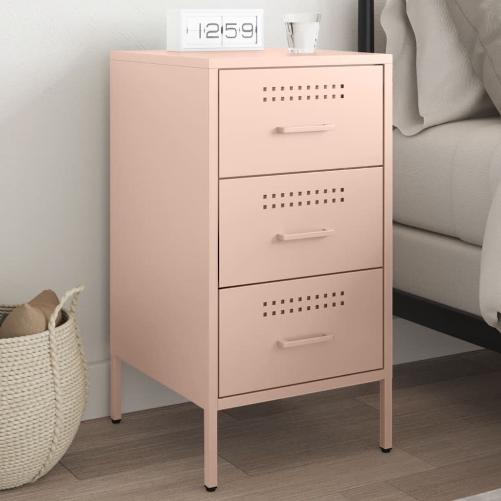 Table de Chevet en Métal Coloré au Style Industriel-Rose-1-La-Fabrique-Industrielle