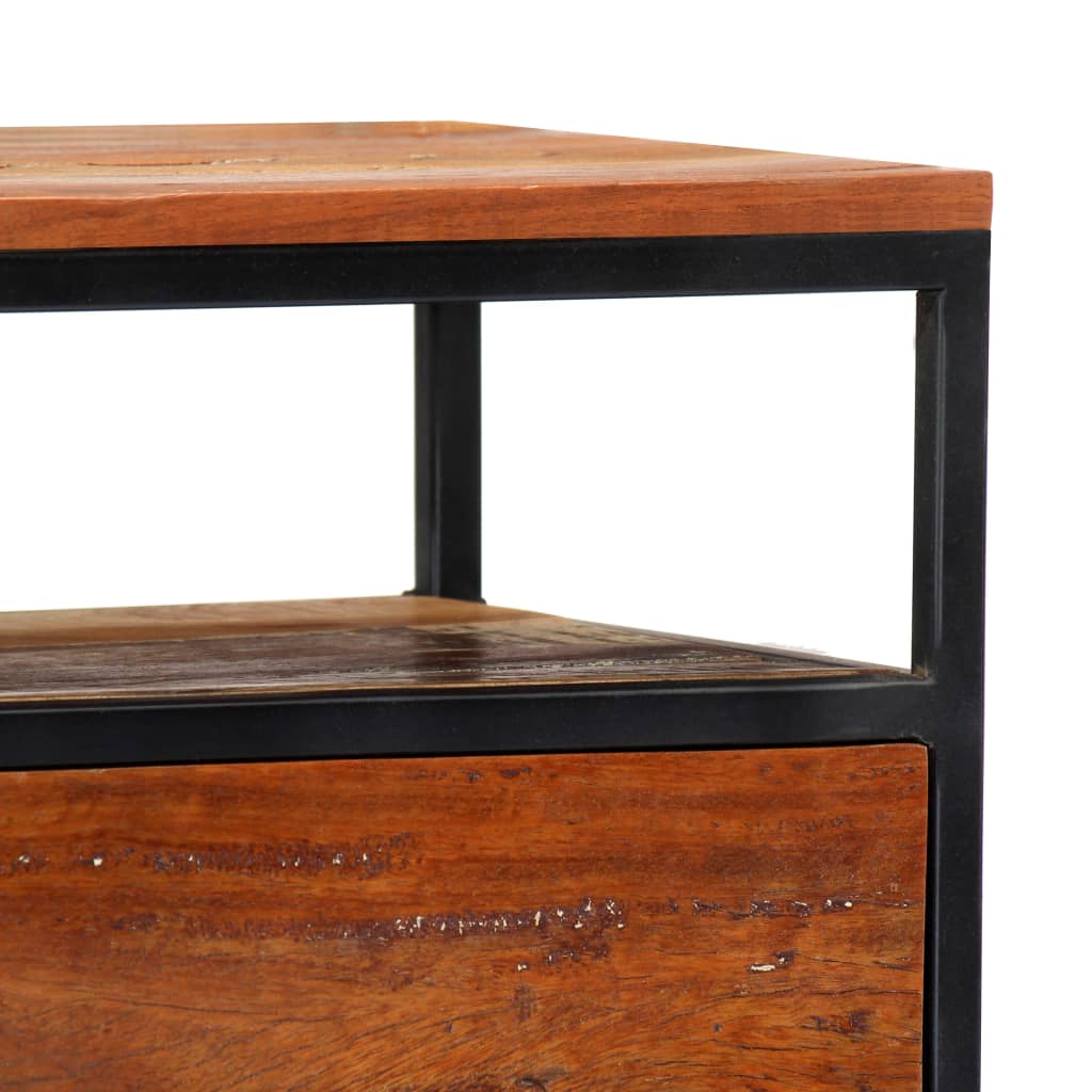 Table de Nuit Ancienne en Bois et Acier Taupe-La-Fabrique-Industrielle