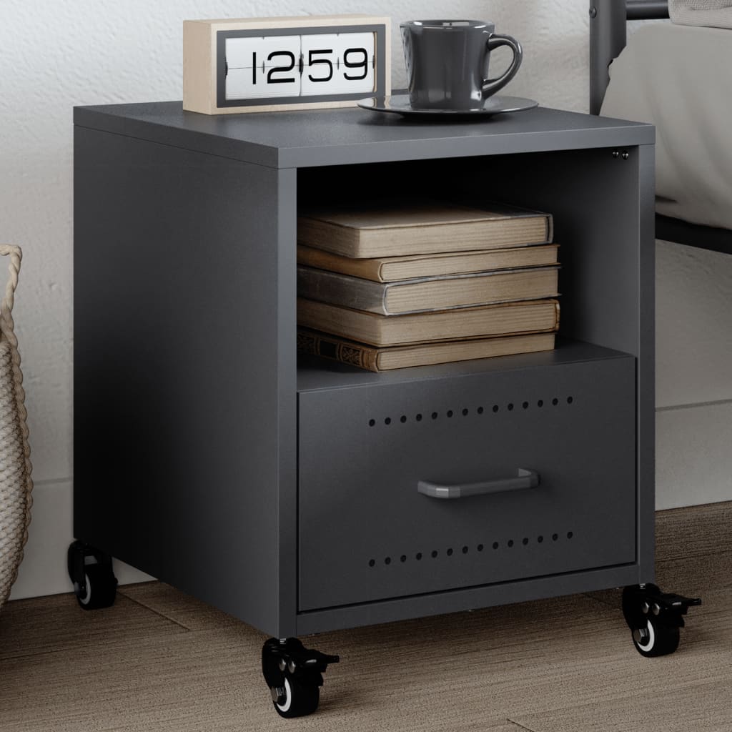Table de Nuit Industrielle en Acier-Anthracite-1-La-Fabrique-Industrielle