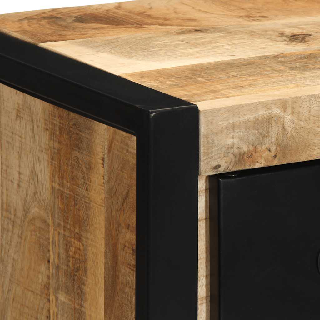 Table de Nuit Industrielle en Bois Massif et Métal Noir-La-Fabrique-Industrielle