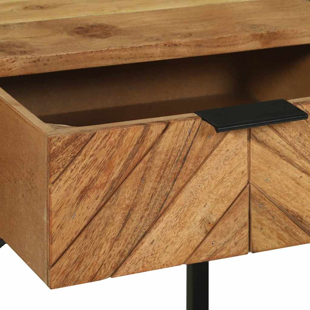 Table de Nuit Industrielle en Bois d'Acacia et Métal-La-Fabrique-Industrielle