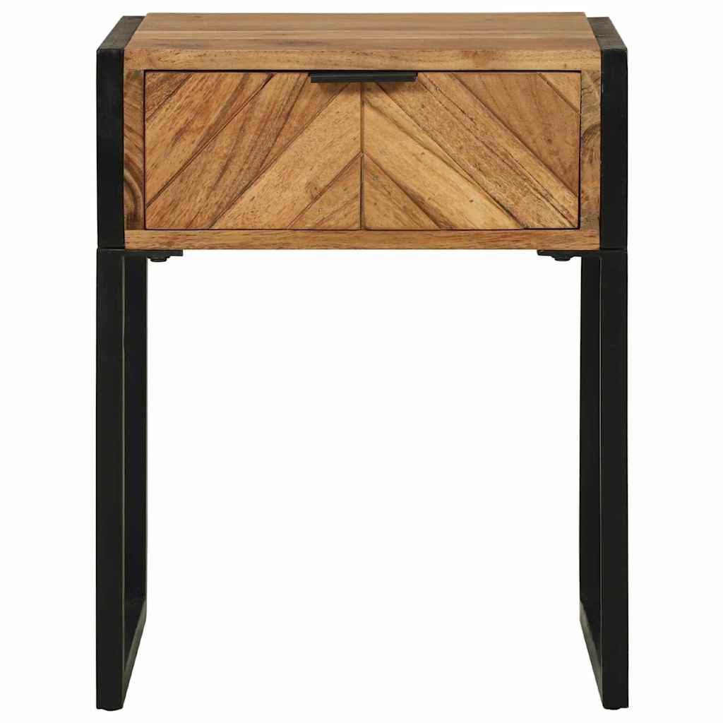Table de Nuit Industrielle en Bois d'Acacia et Métal-La-Fabrique-Industrielle