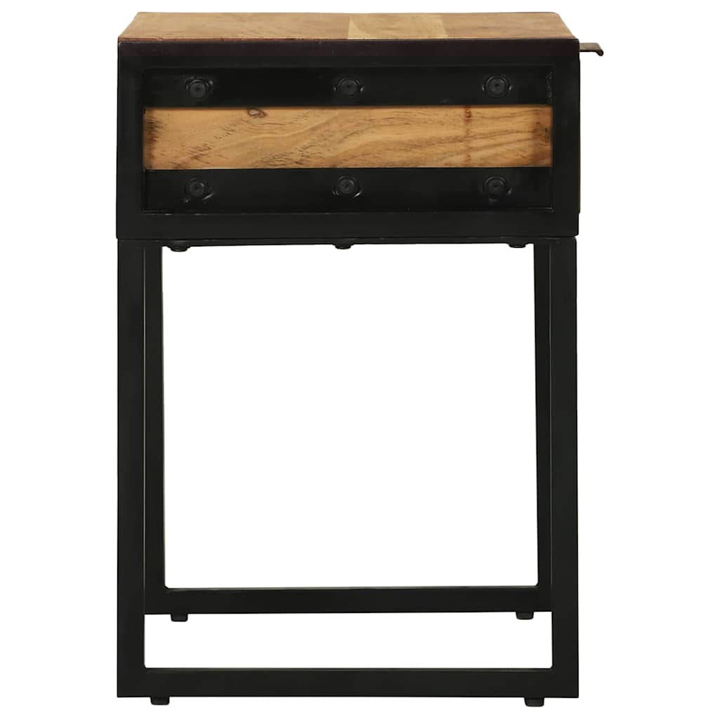 Table de Nuit Industrielle en Bois d'Acacia et Métal-La-Fabrique-Industrielle