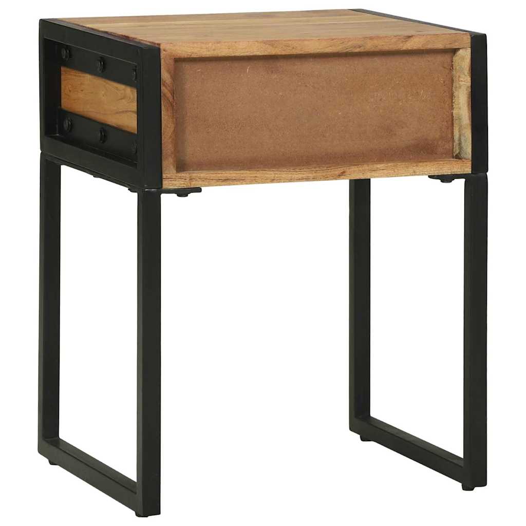 Table de Nuit Industrielle en Bois d'Acacia et Métal-La-Fabrique-Industrielle
