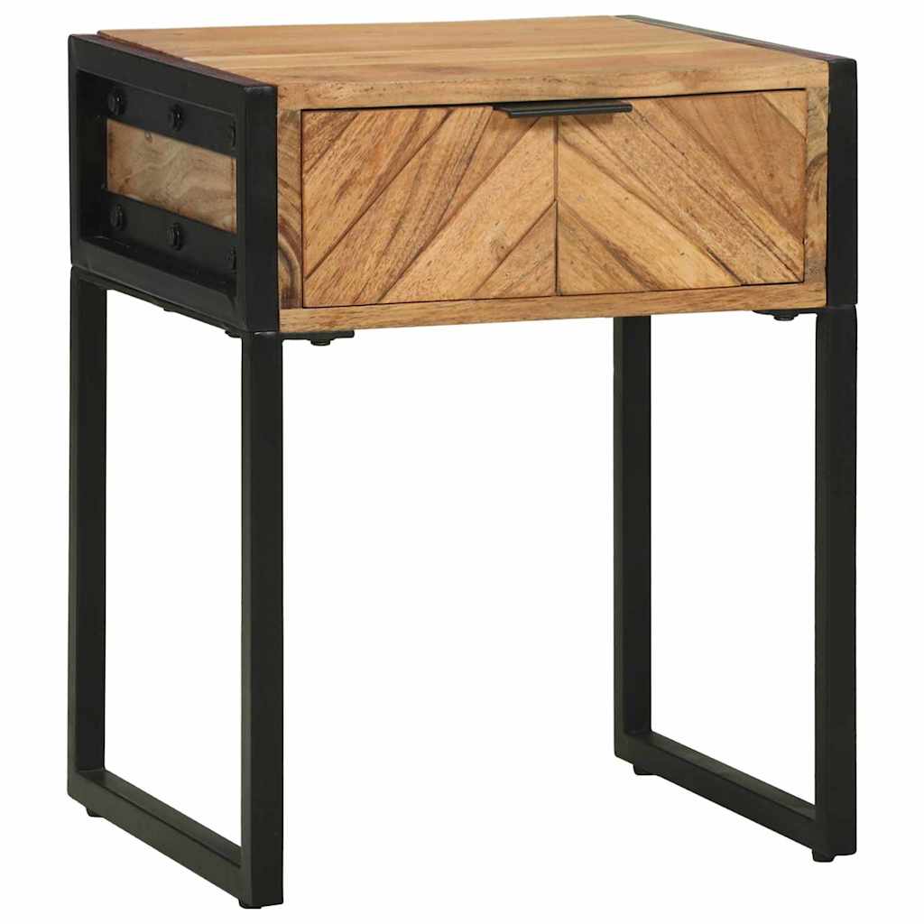 Table de Nuit Industrielle en Bois d'Acacia et Métal-La-Fabrique-Industrielle