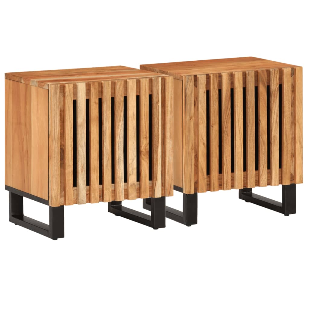 Table de Nuit Industrielle en Bois de Manguier Blanchi-Bois d'acacia massif-2-La-Fabrique-Industrielle