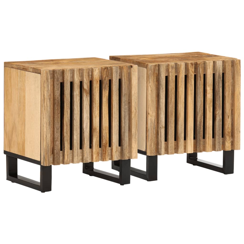 Table de Nuit Industrielle en Bois de Manguier Blanchi-bois de manguier brut-2-La-Fabrique-Industrielle