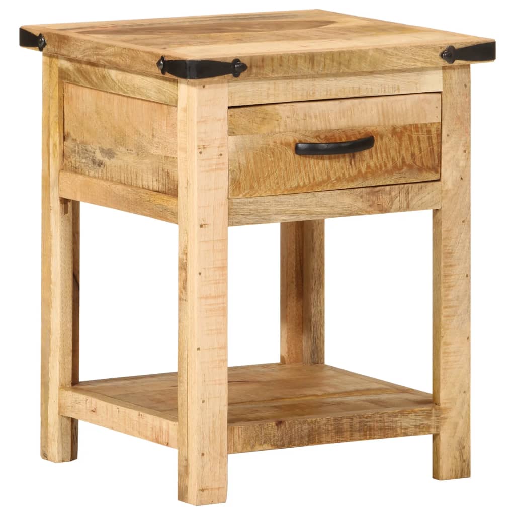 Table de Nuit Industrielle en Bois de Manguier Brut-La-Fabrique-Industrielle