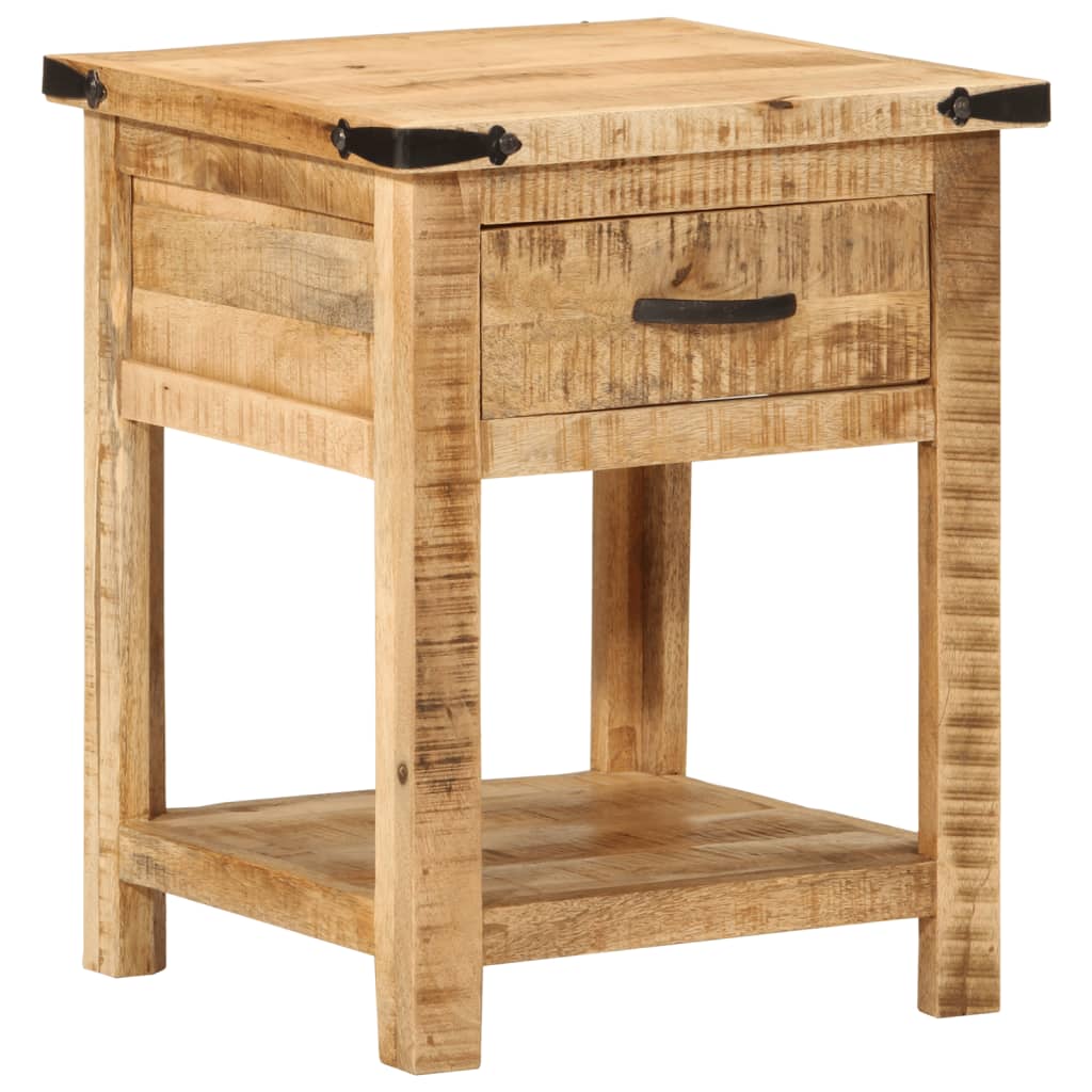 Table de Nuit Industrielle en Bois de Manguier Brut-La-Fabrique-Industrielle