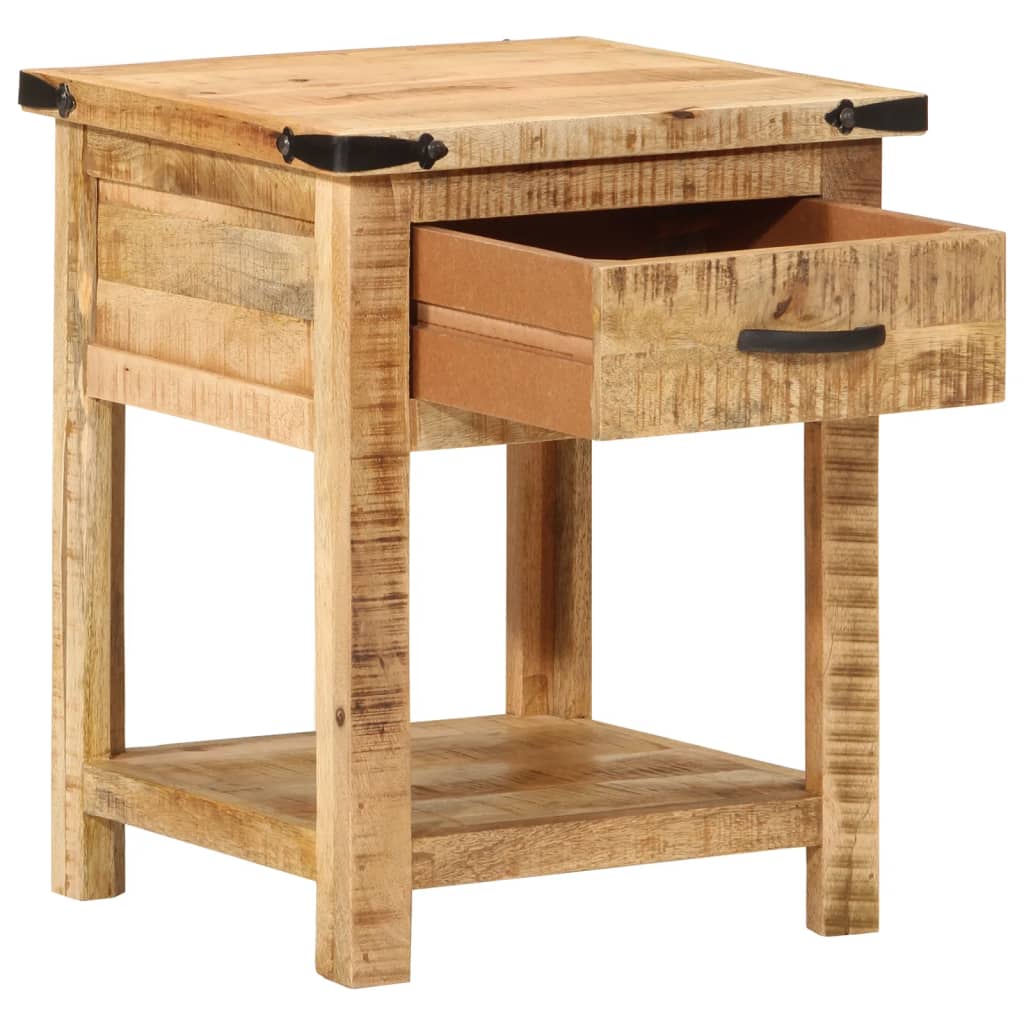 Table de Nuit Industrielle en Bois de Manguier Brut-La-Fabrique-Industrielle