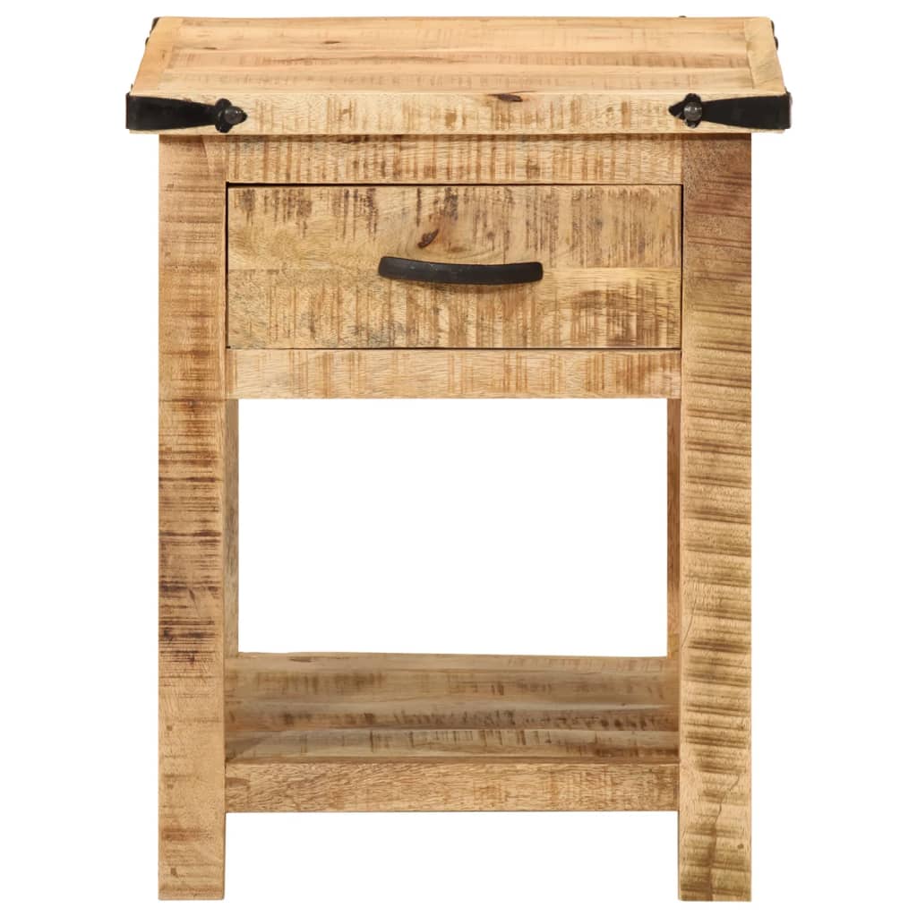 Table de Nuit Industrielle en Bois de Manguier Brut-La-Fabrique-Industrielle