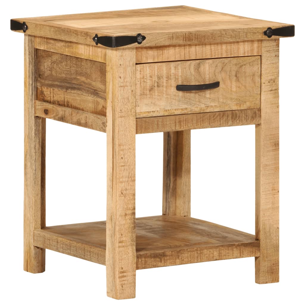 Table de Nuit Industrielle en Bois de Manguier Brut-La-Fabrique-Industrielle