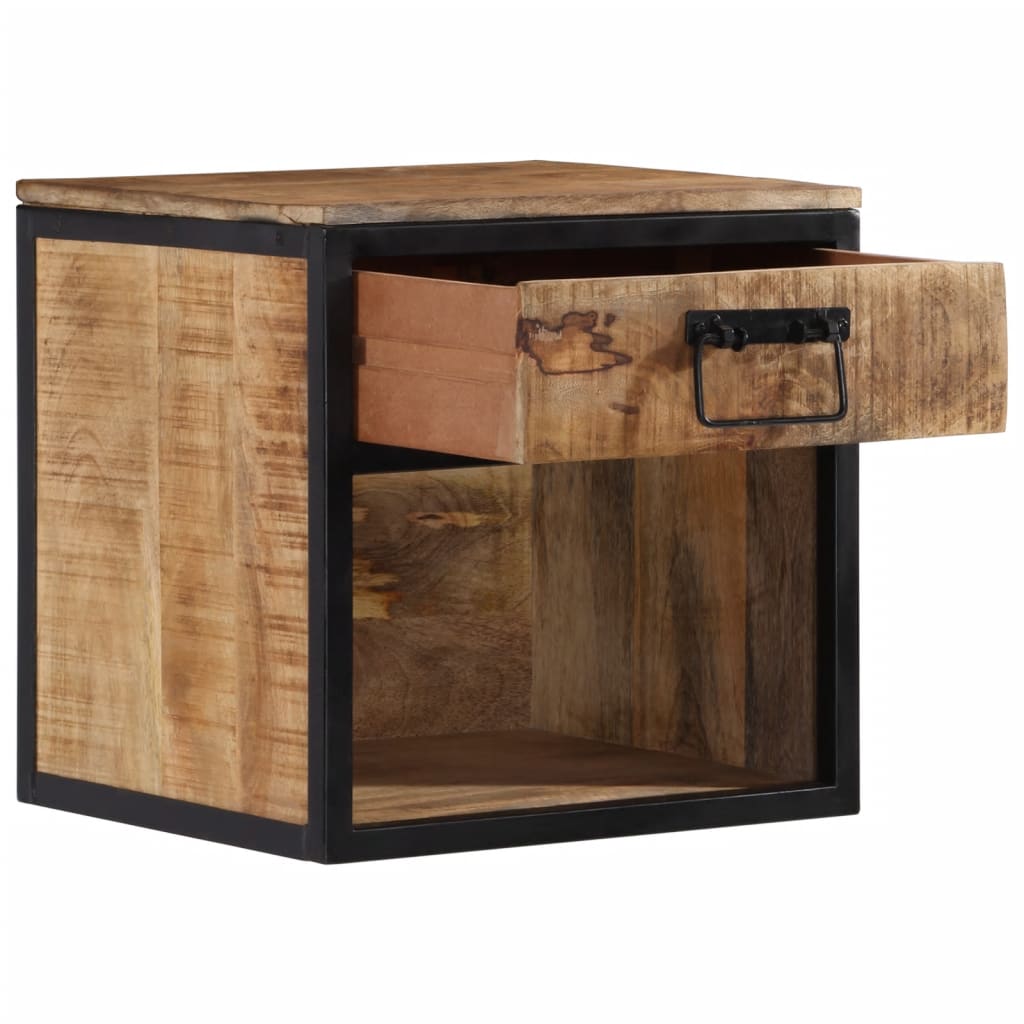 Table de Nuit Industrielle en Bois de Manguier Design-La-Fabrique-Industrielle