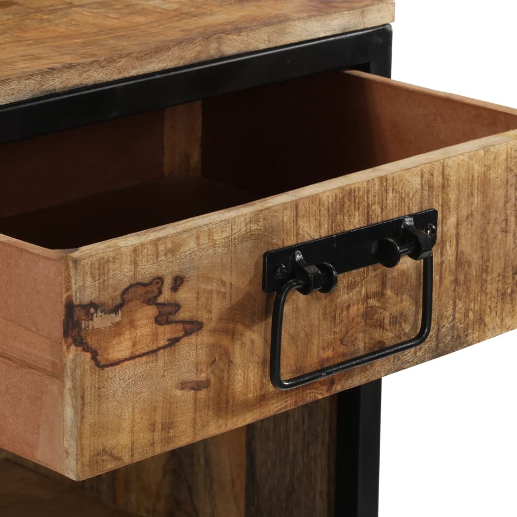 Table de Nuit Industrielle en Bois de Manguier Design-La-Fabrique-Industrielle