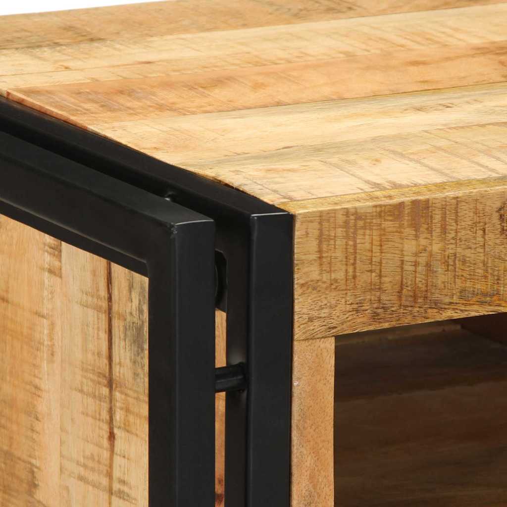 Table de Nuit Industrielle en Bois de Manguier et Noir-La-Fabrique-Industrielle