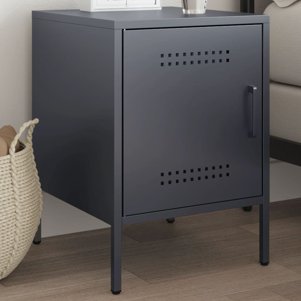 Table de Nuit Industrielle en Métal Gris-Anthracite-1-La-Fabrique-Industrielle