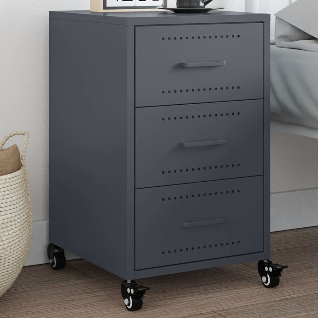 Table de Nuit Style Industriel en Acier-Anthracite-1-La-Fabrique-Industrielle