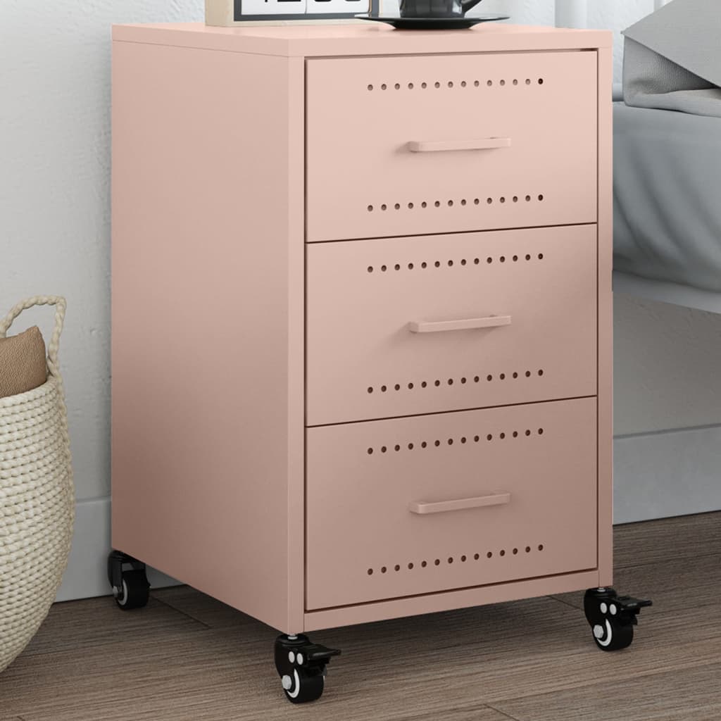 Table de Nuit Style Industriel en Acier-Rose-1-La-Fabrique-Industrielle
