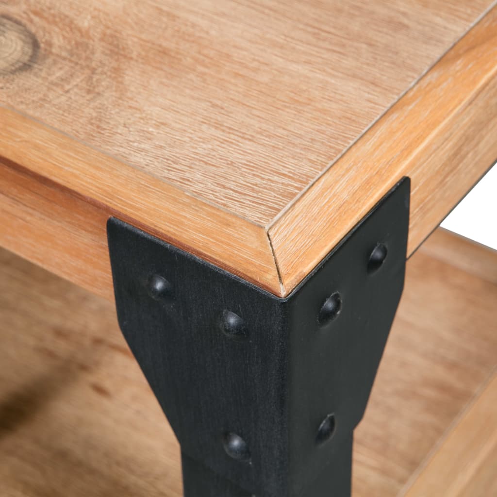 Table de Nuit en Bois d'Acacia et Acier avec Tiroir-La-Fabrique-Industrielle