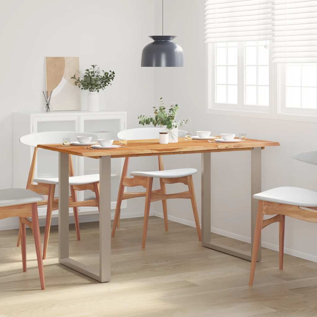 Table de Salle à Manger Industrielle en Bois et Fer-Argent-1-140 x 70 x 76 cm-La-Fabrique-Industrielle