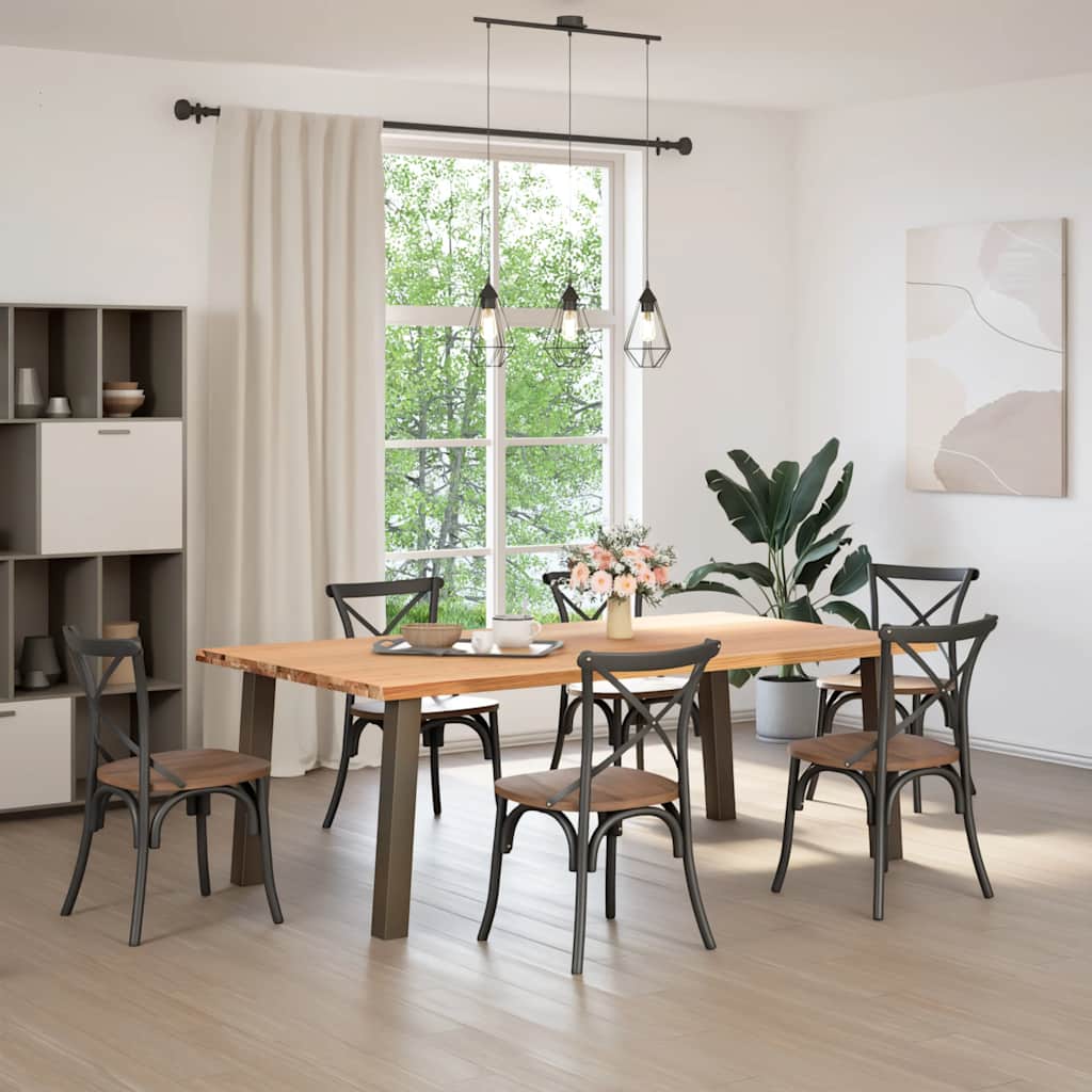 Table en Bois de Chêne Clair et Acier Naturel-La-Fabrique-Industrielle