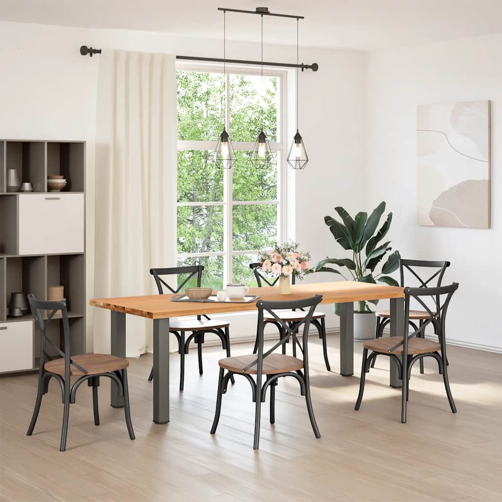 Table en Bois de Chêne Marron Clair et Anthracite-La-Fabrique-Industrielle