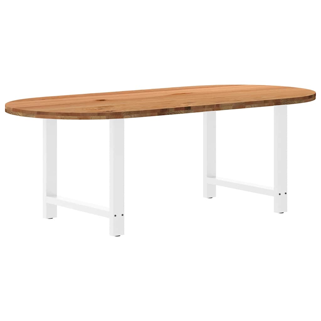Table en Bois de Chêne Massif 220X100 cm-Blanc-1-220 x 100 x 74 cm-La-Fabrique-Industrielle