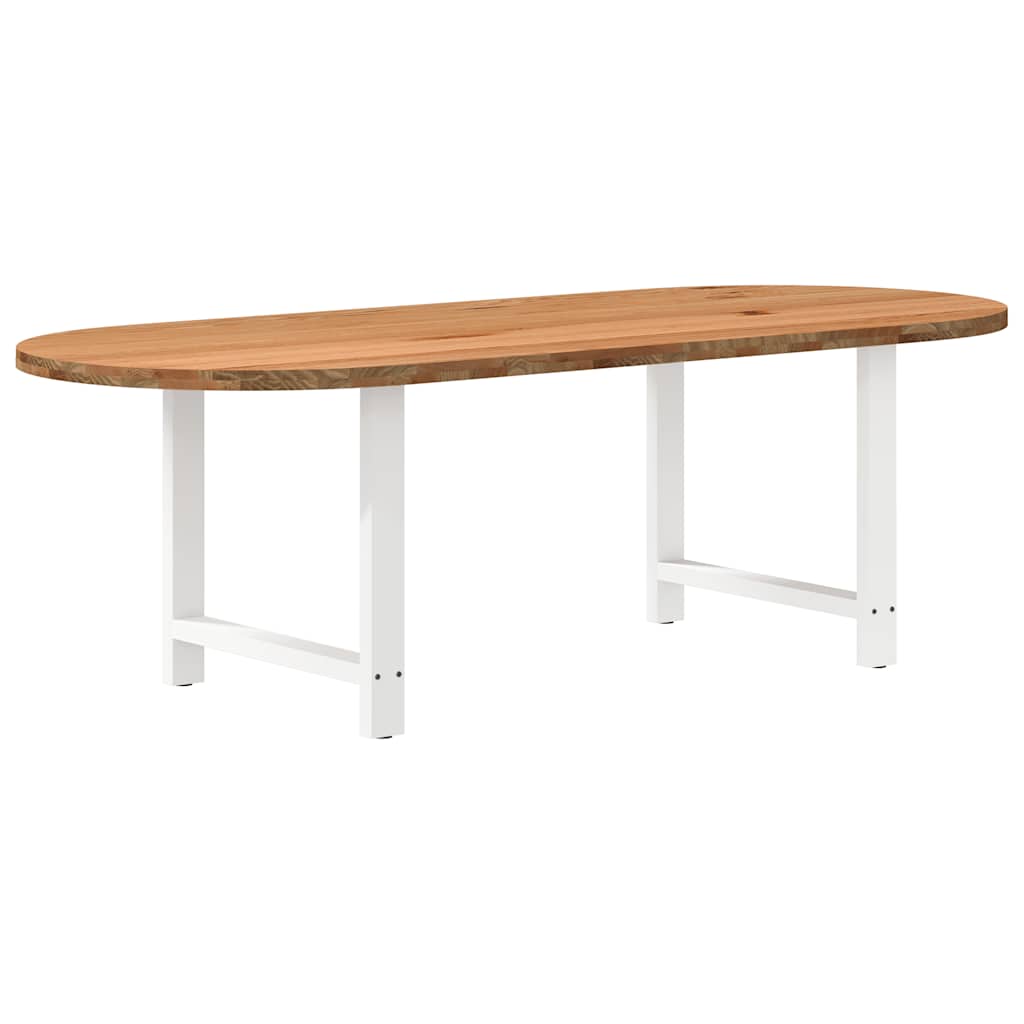 Table en Bois de Chêne Massif 220X100 cm-Blanc-1-240 x 100 x 74 cm-La-Fabrique-Industrielle