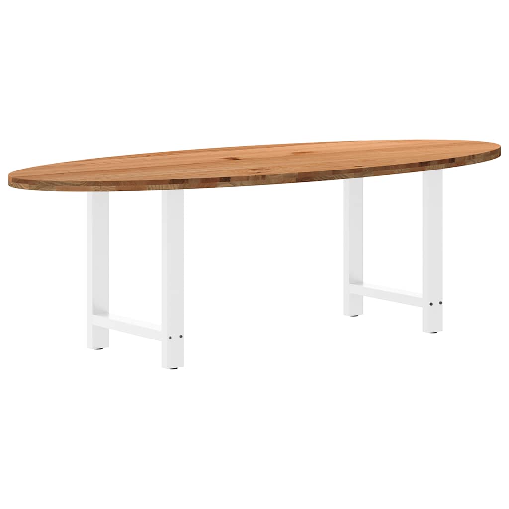 Table en Bois de Chêne Massif 240X100 cm-Blanc-1-240 x 100 x 74 cm-La-Fabrique-Industrielle