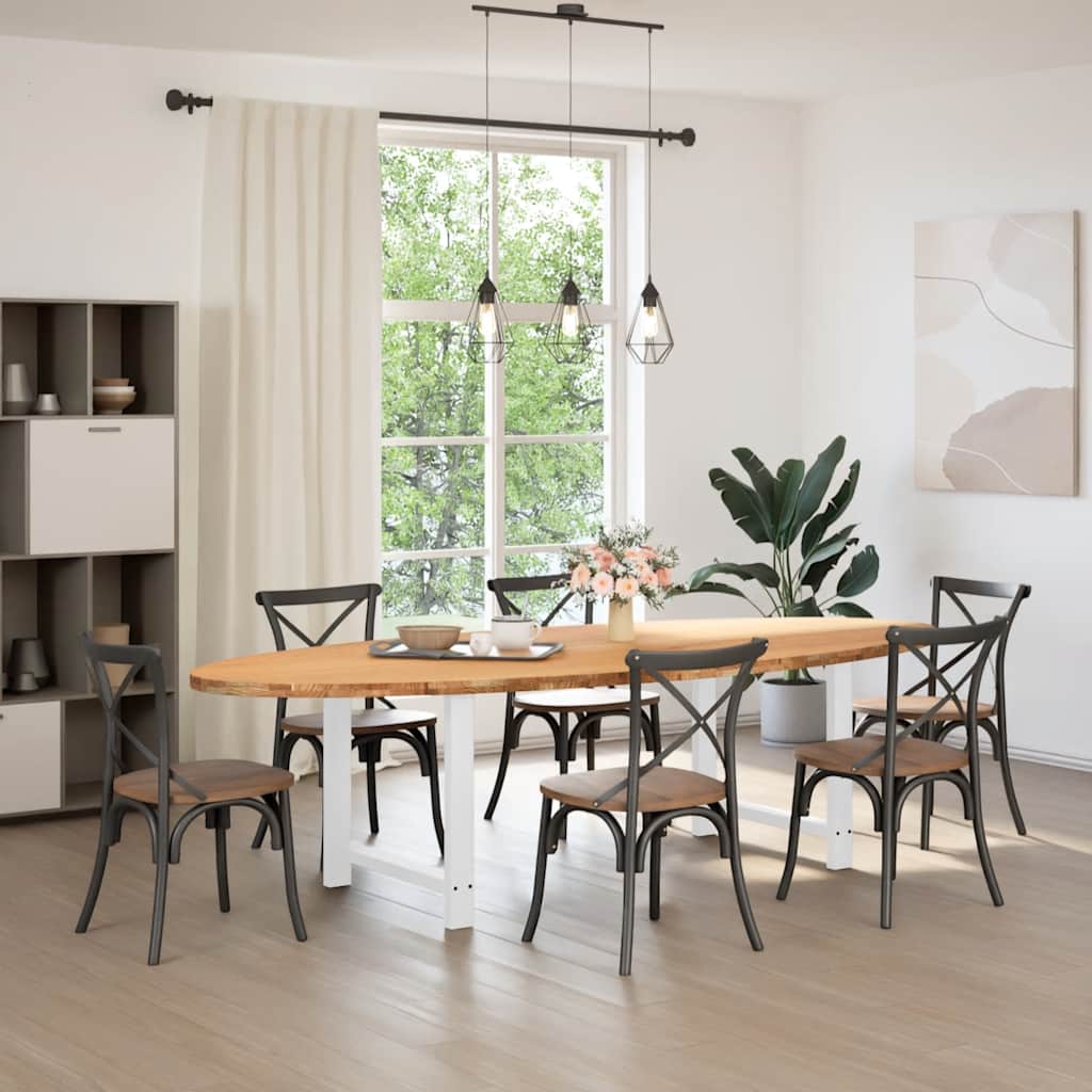 Table en Bois de Chêne Massif 240X100 cm-Blanc-1-280 x 120 x 74 cm-La-Fabrique-Industrielle