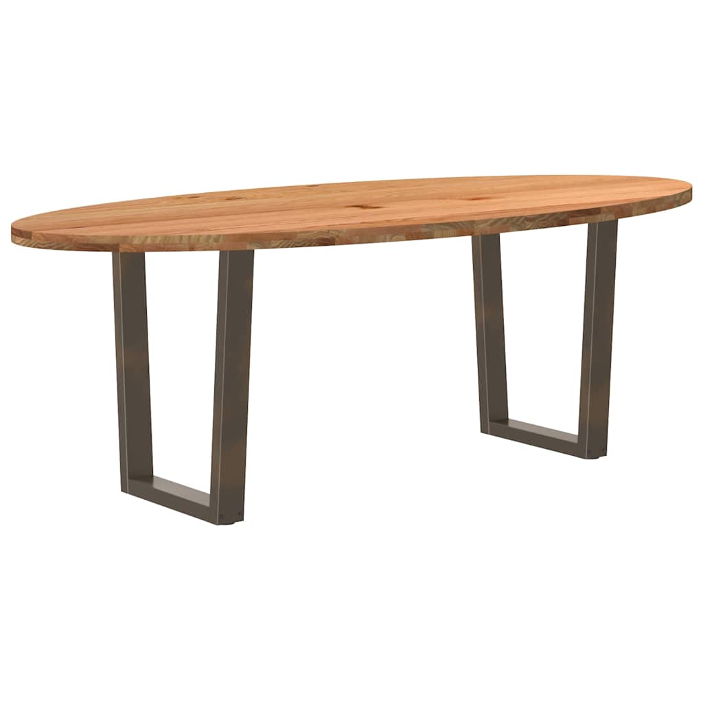 Table en Bois de Chêne Massif Ovale pour 6 Personnes-Acier naturel-220 cm-1-La-Fabrique-Industrielle