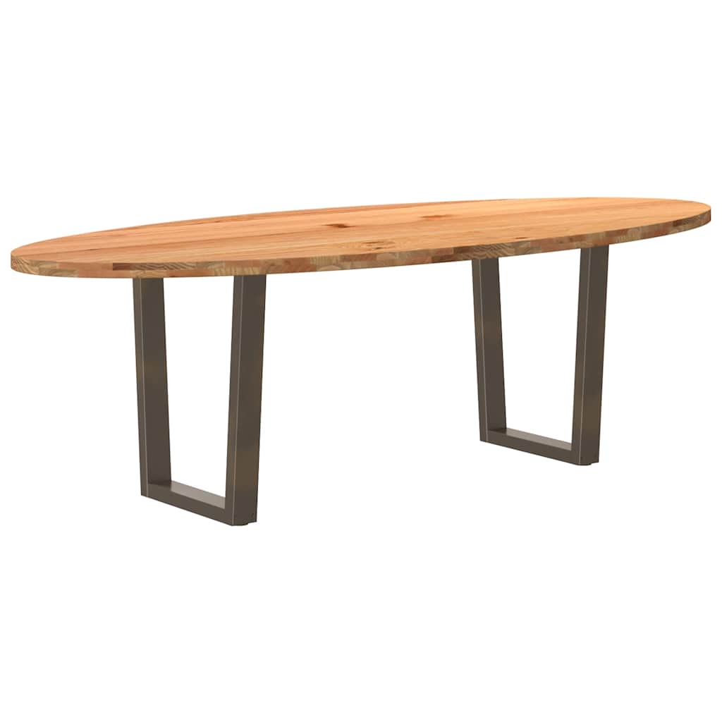 Table en Bois de Chêne Massif Ovale pour 6 Personnes-Acier naturel-240 cm-1-La-Fabrique-Industrielle