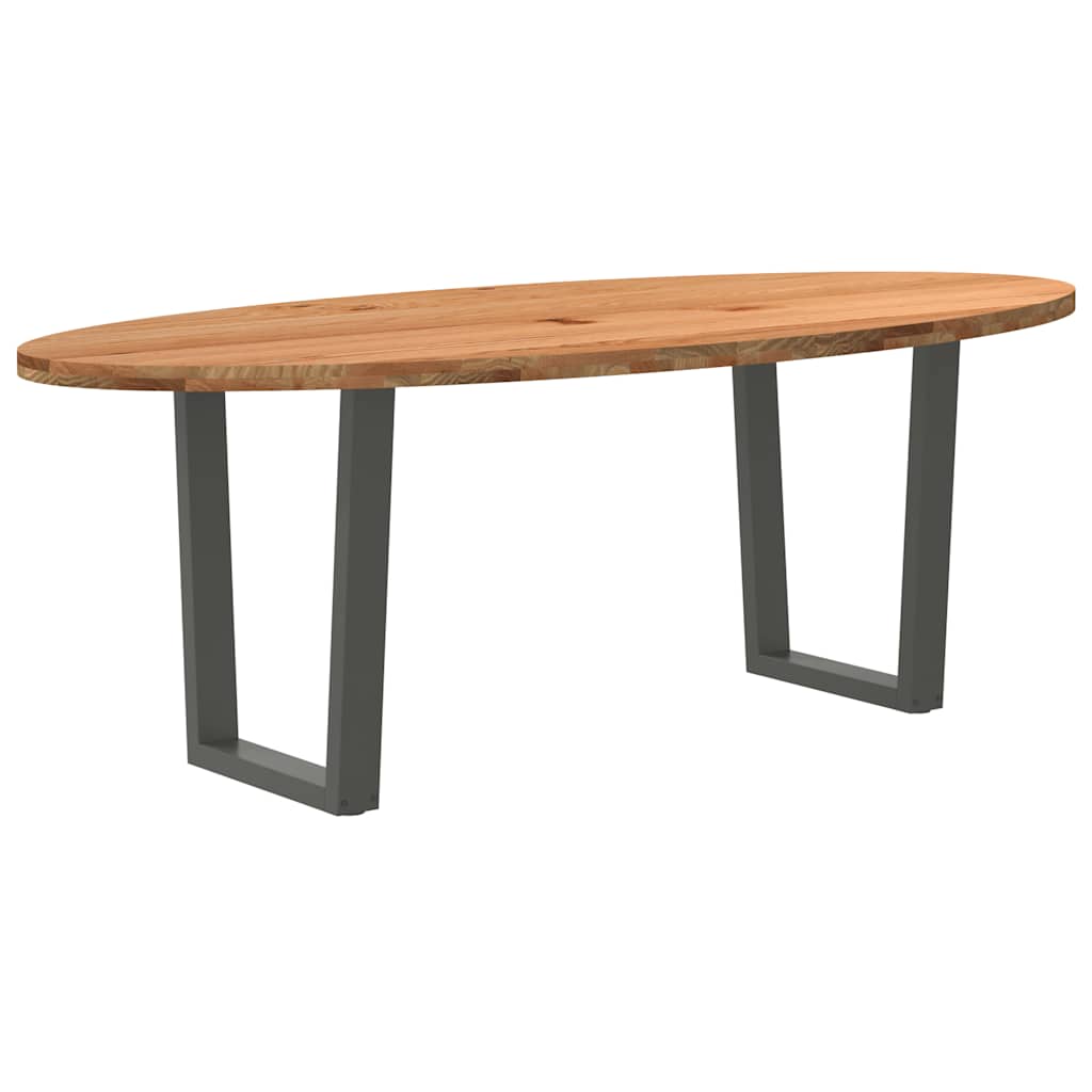 Table en Bois de Chêne Massif Ovale pour 6 Personnes-Anthracite-220 cm-1-La-Fabrique-Industrielle