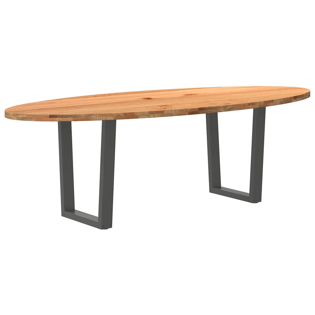 Table en Bois de Chêne Massif Ovale pour 6 Personnes-Anthracite-240 cm-1-La-Fabrique-Industrielle