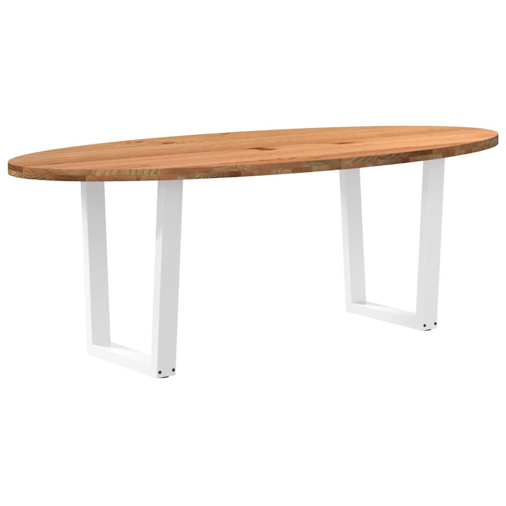 Table en Bois de Chêne Massif Ovale pour 6 Personnes-Blanc-220 cm-1-La-Fabrique-Industrielle