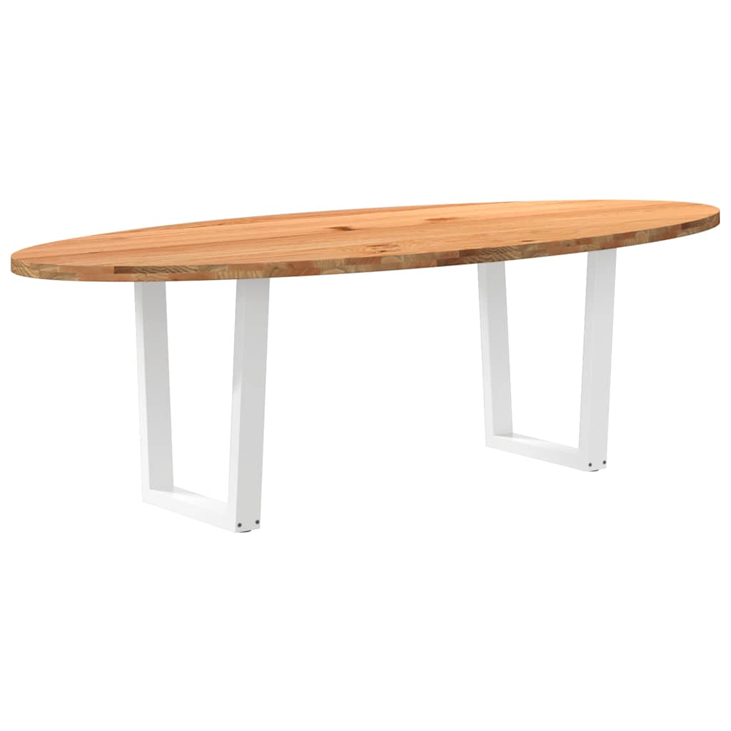 Table en Bois de Chêne Massif Ovale pour 6 Personnes-Blanc-240 cm-1-La-Fabrique-Industrielle