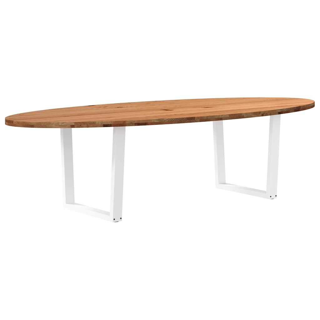 Table en Bois de Chêne Massif Ovale pour 6 Personnes-Blanc-280 cm-1-La-Fabrique-Industrielle