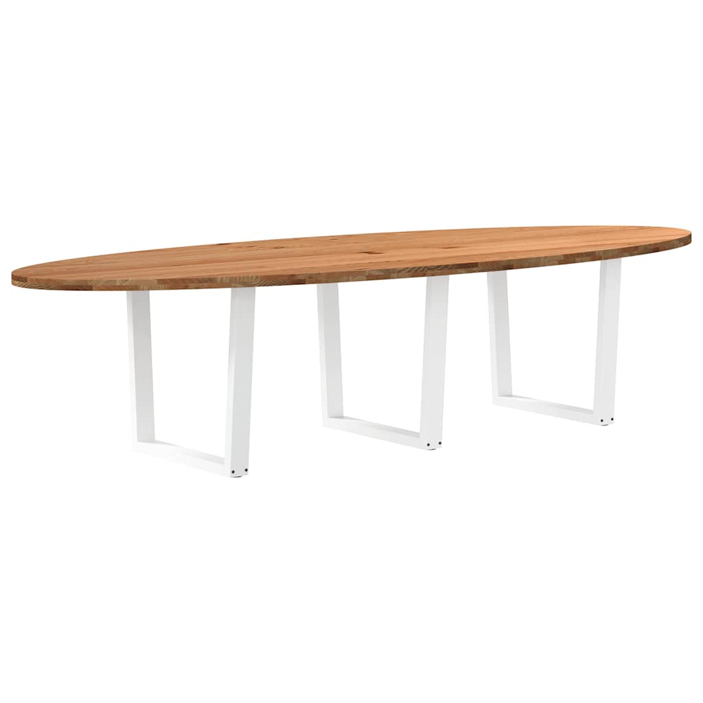 Table en Bois de Chêne Massif Ovale pour 6 Personnes-Blanc-320 cm-1-La-Fabrique-Industrielle