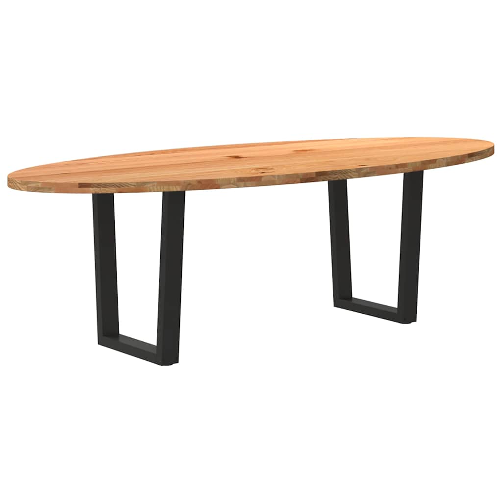 Table en Bois de Chêne Massif Ovale pour 6 Personnes-Noir-240 cm-1-La-Fabrique-Industrielle