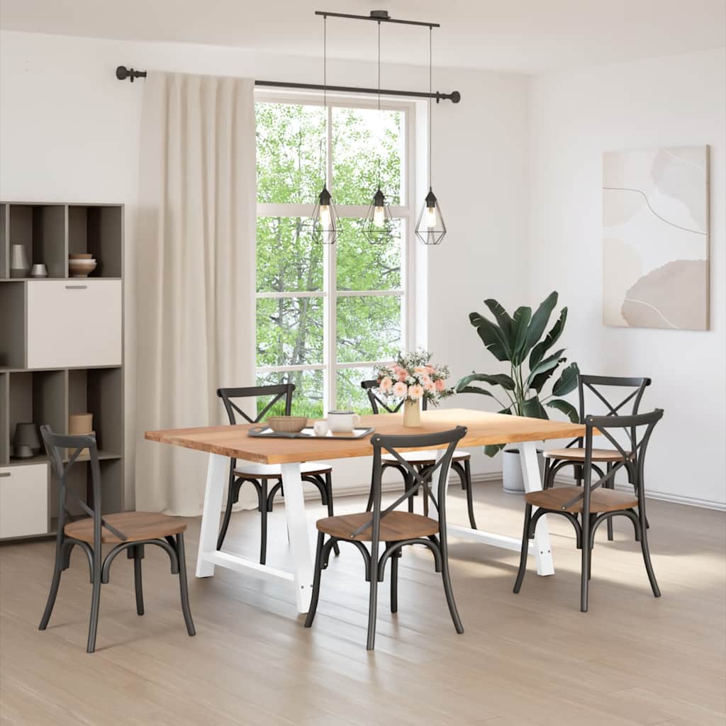 Table en Bois de Chêne Massif avec Pieds Blancs-La-Fabrique-Industrielle