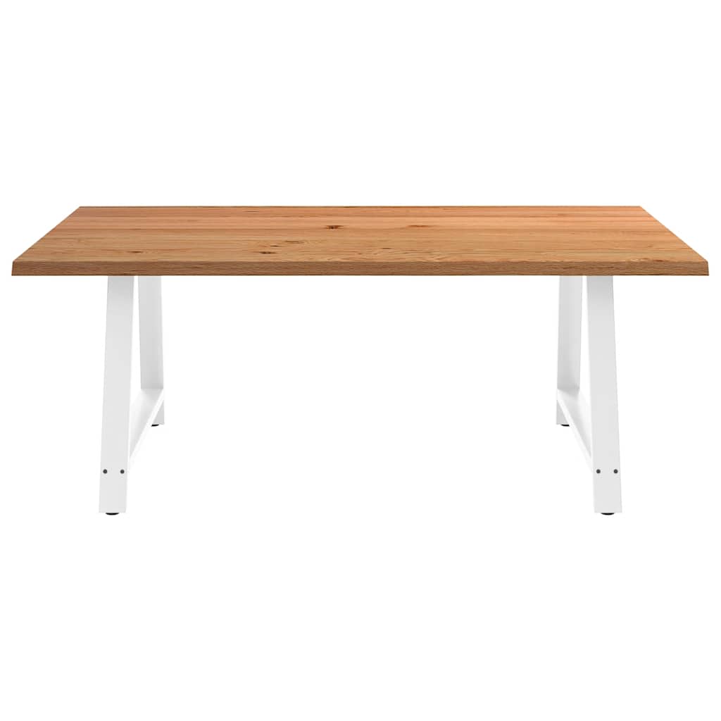 Table en Bois de Chêne Massif avec Pieds Blancs-La-Fabrique-Industrielle