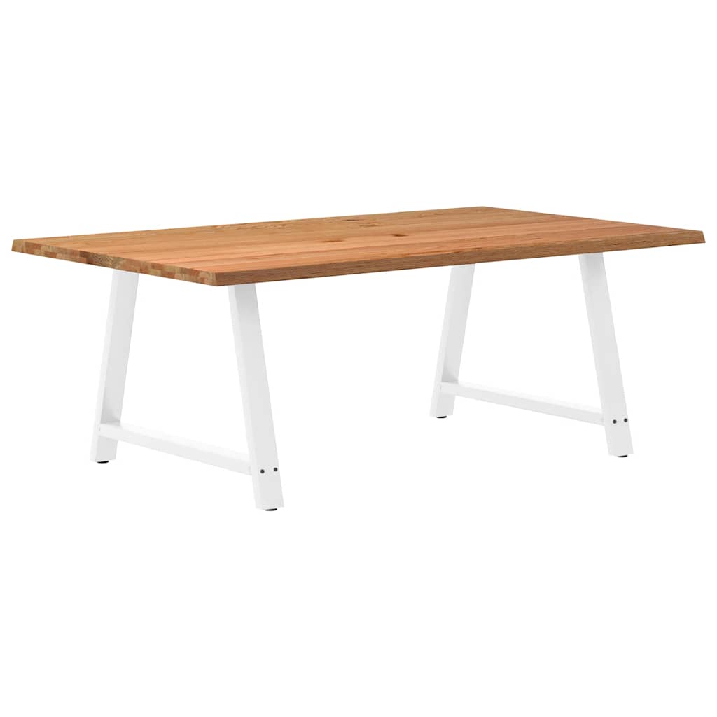 Table en Bois de Chêne Massif avec Pieds Blancs-La-Fabrique-Industrielle