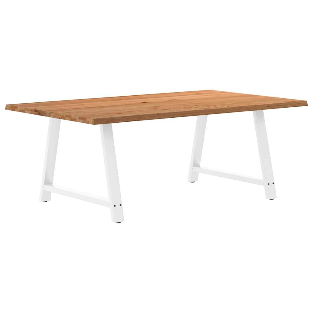 Table en Bois de Chêne Massif avec Pieds Blancs-La-Fabrique-Industrielle