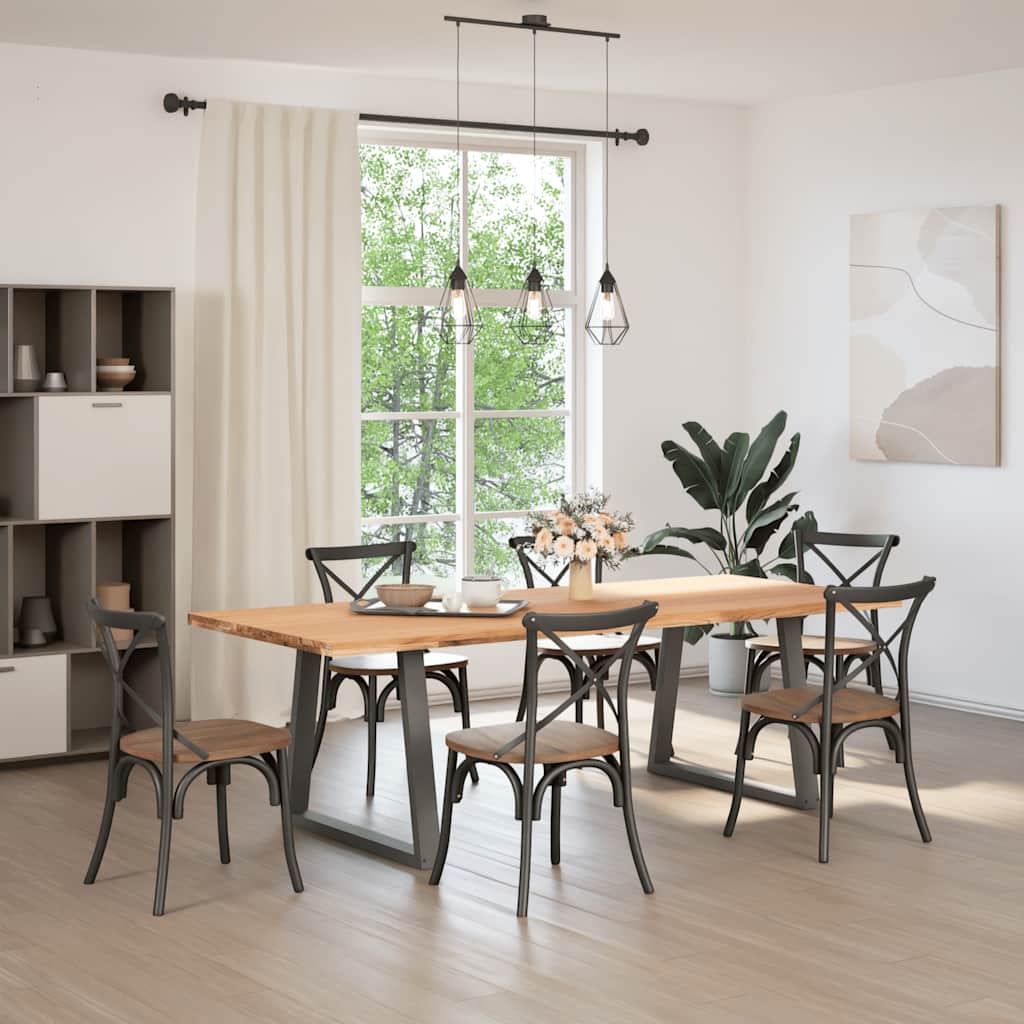Table en Bois de Chêne Massif et Métal Anthracite-100 cm-240 cm-1-La-Fabrique-Industrielle