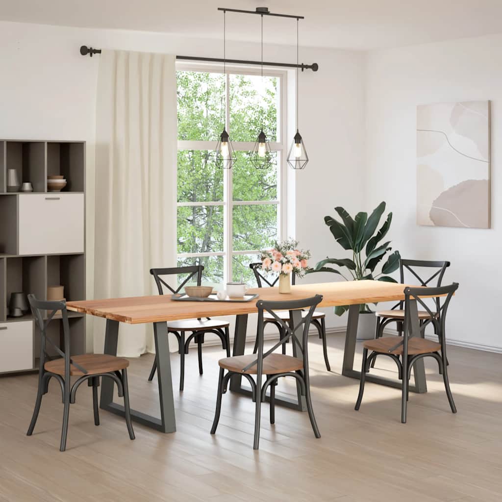 Table en Bois de Chêne Massif et Métal Anthracite-100 cm-280 cm-1-La-Fabrique-Industrielle
