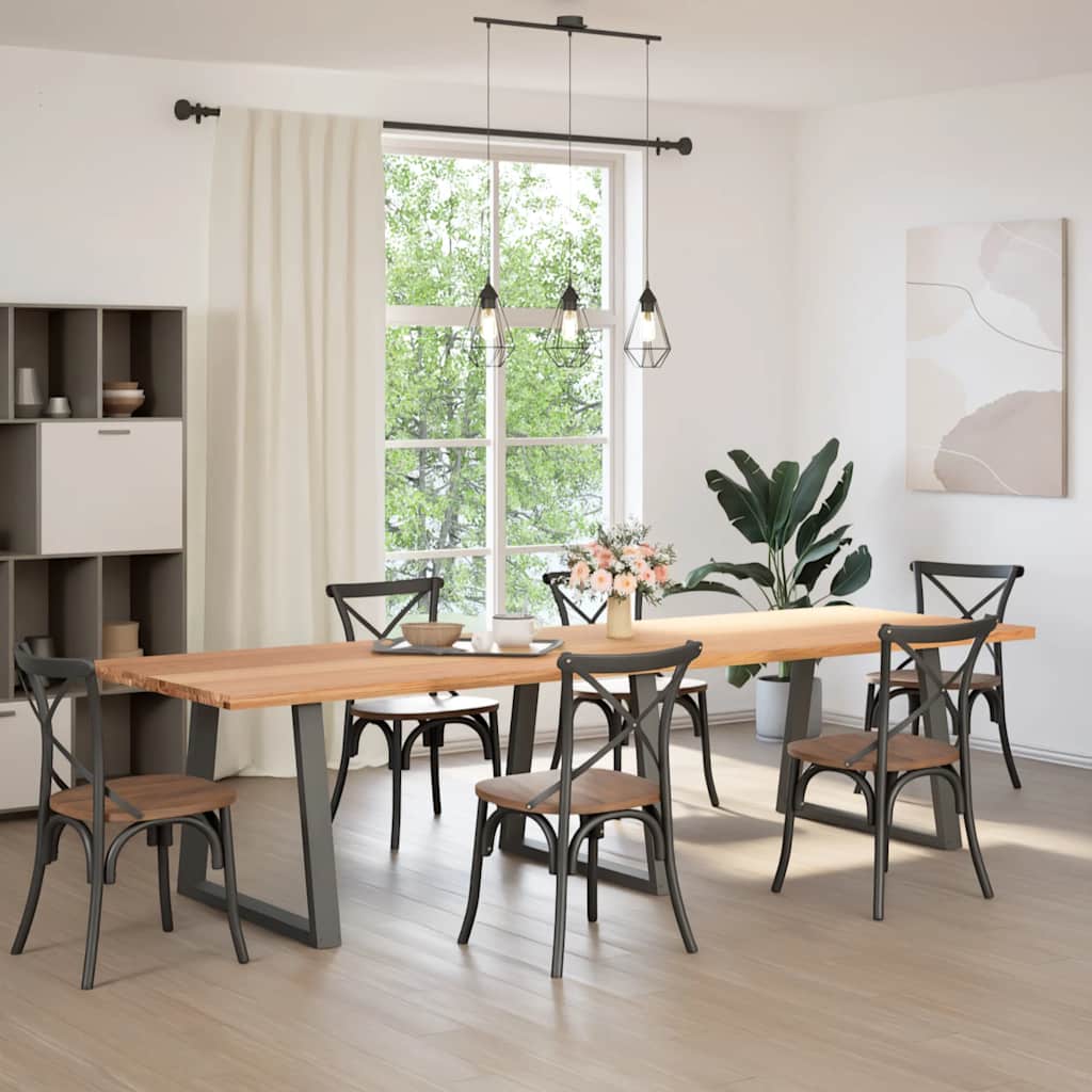 Table en Bois de Chêne Massif et Métal Anthracite-100 cm-320 cm-1-La-Fabrique-Industrielle