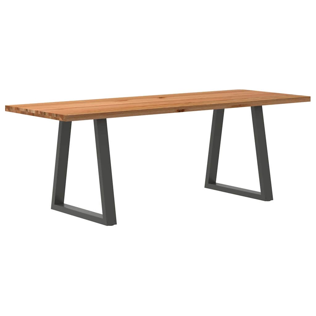 Table en Bois de Chêne Massif et Métal Anthracite-80 cm-220 cm-1-La-Fabrique-Industrielle